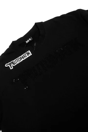 Black Rhinestone Automatik Shirt